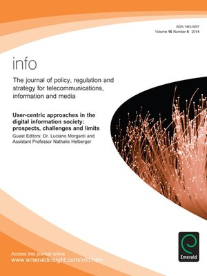 cover image of Info: The Journal of Policy, Regulation and Strategy for Telecommunications, Information and Media, Volume 16, Issue 6